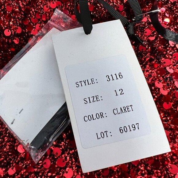 Alyce Paris 3116 A-Line Spaghetti Strap Sequin Short Dress Red Size 12 New - Picture 11 of 11